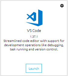 The VS Code application tile as it would appear in the Anaconda
Navigator main window, with a "Launch" button beneath
it