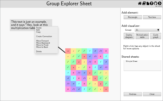 A screenshot of a sheet with a context menu raised