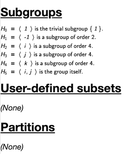 A screenshot of the user interface for subsets and partitions